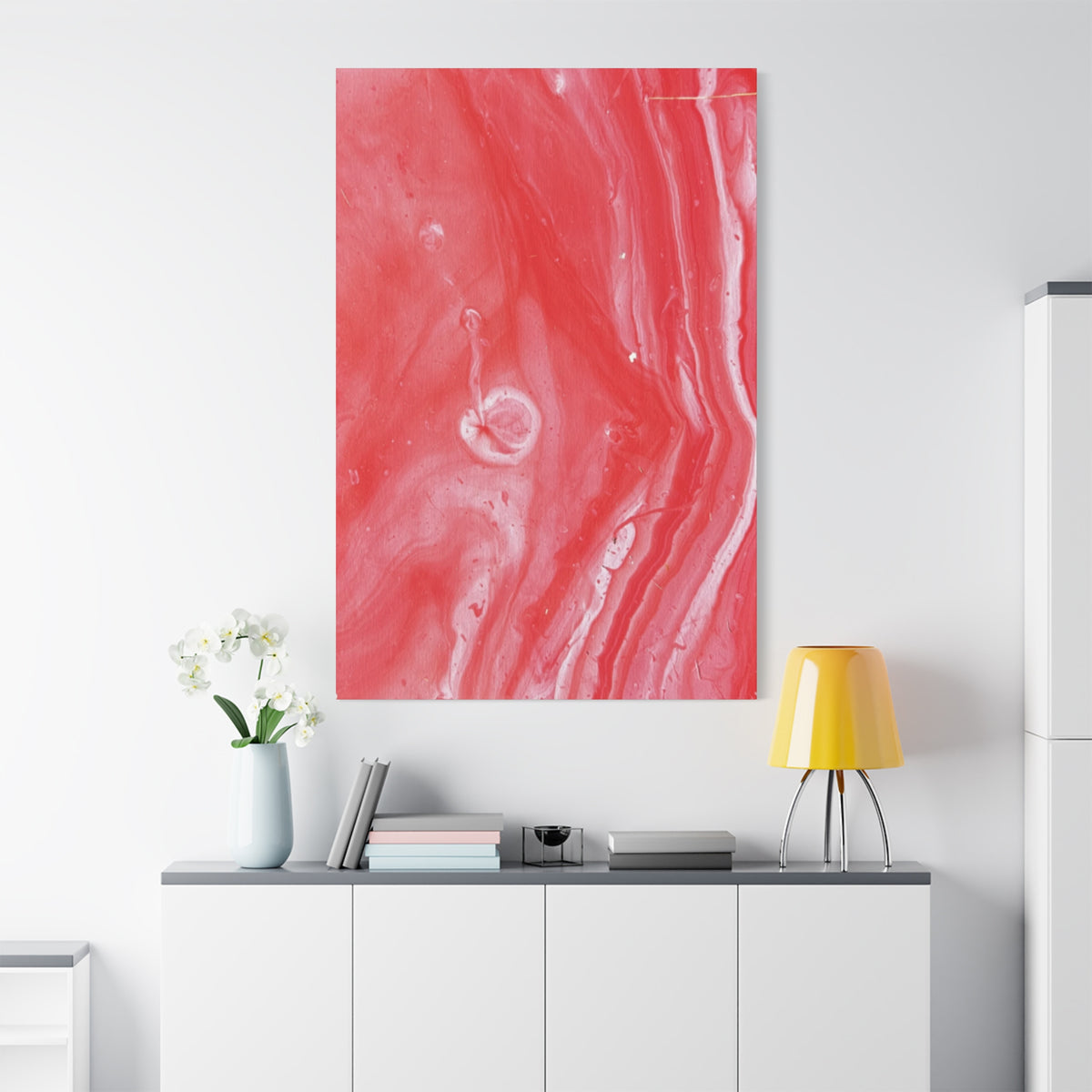 Red Marble 'Mars' Matte Canvas Print Stretched Abstract Wall Art