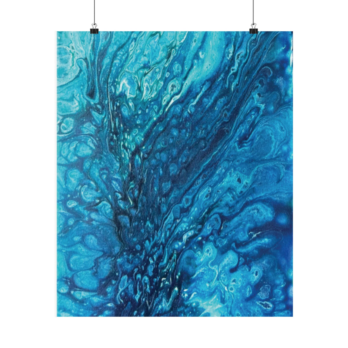 Abstract Ocean Blue Matte Poster Vertical Wall Art Print