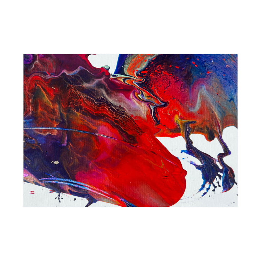Abstract Red & Blue Matte Poster Universe Horizontal Modern Art Print