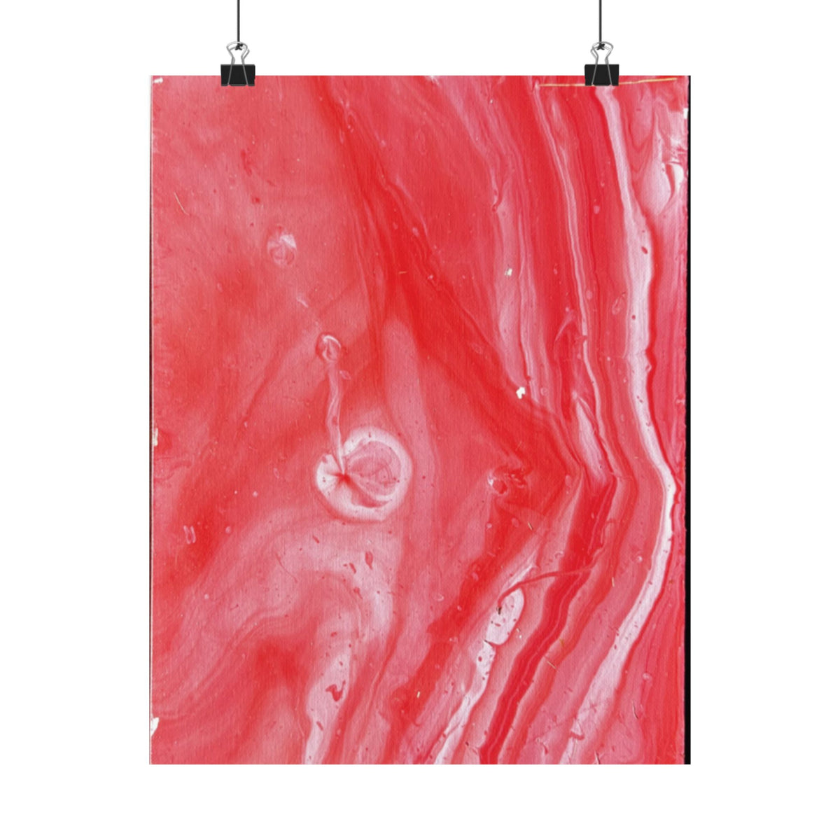 Red Marble Mars Matte Vertical Poster Abstract Red & Cream Wall Art