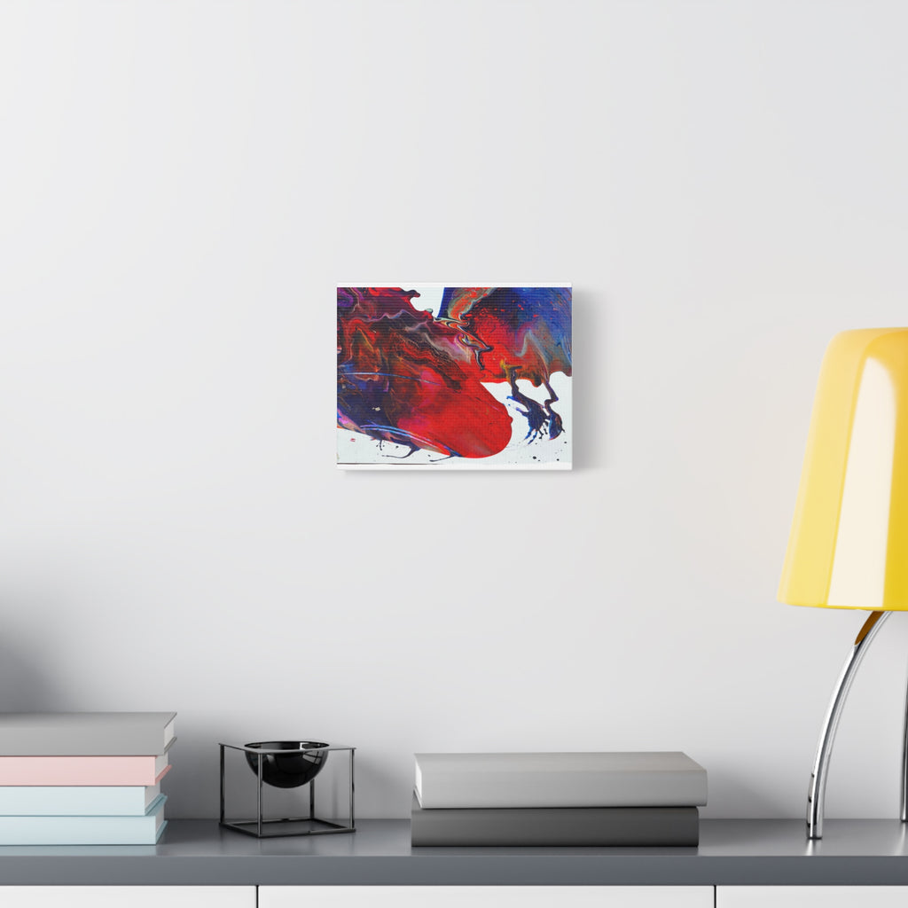 Abstract Red & Blue Fluid Art Canvas Print — Matte Stretched Wall Art