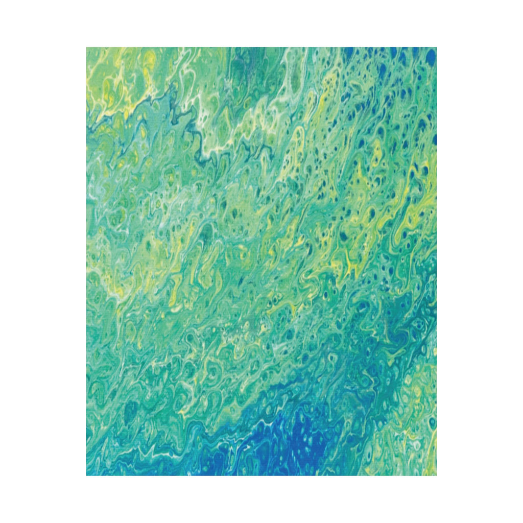 Abstract Ocean Blue Matte Poster Moss Turquoise Green Fluid Art
