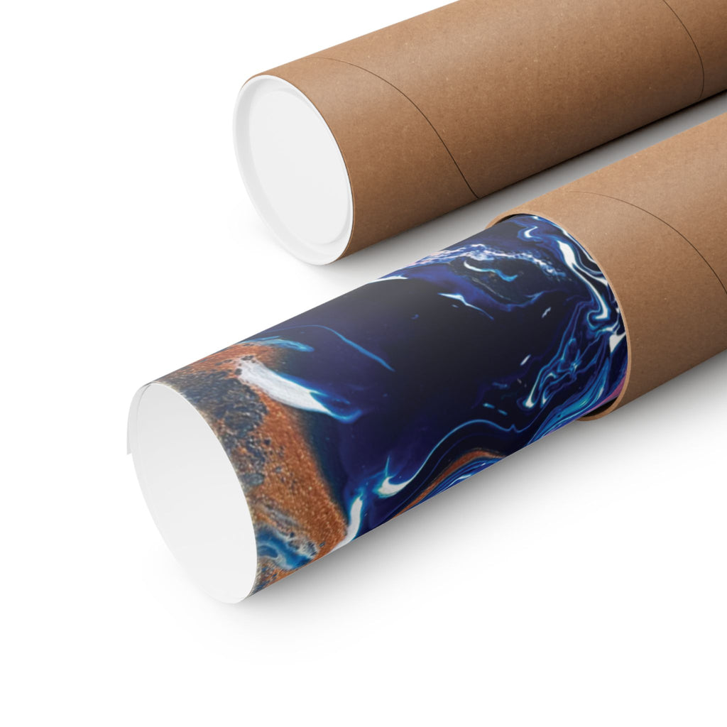 Change Abstract Blue Swirl Matte Poster (Vertical Fluid Art Wall Print)