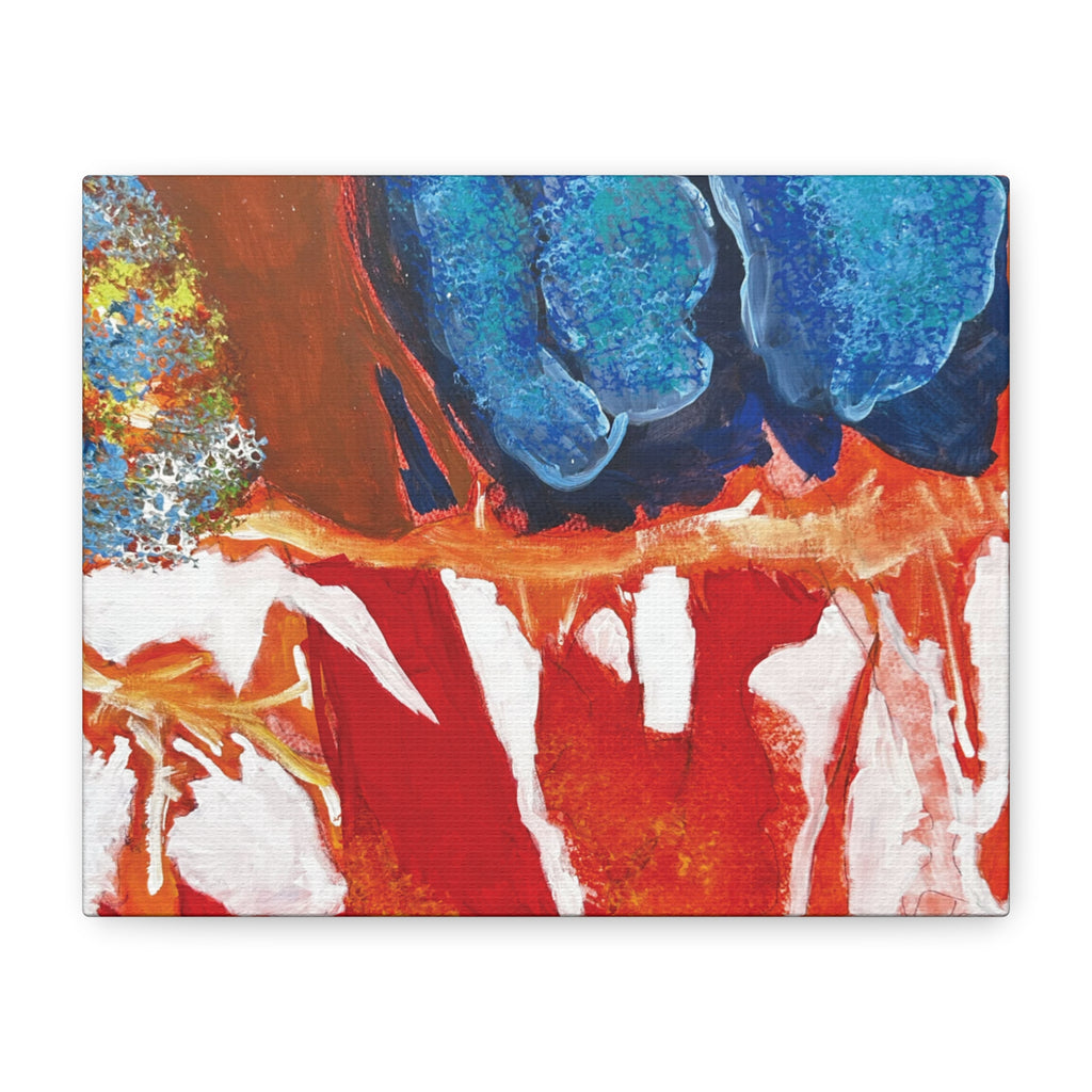 Abstract Red & Blue Matte Stretched Canvas Modern Expressionist Wall Art