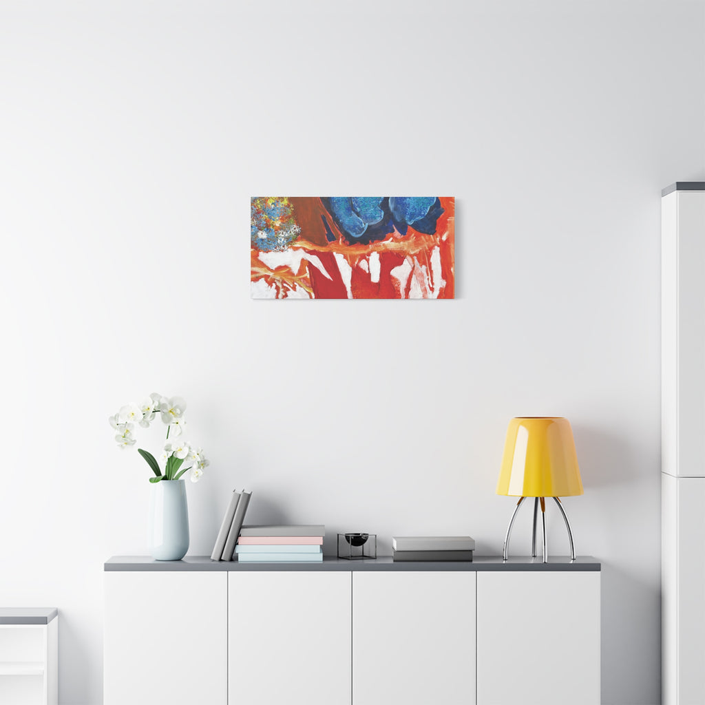 Abstract Red & Blue Matte Stretched Canvas Modern Expressionist Wall Art