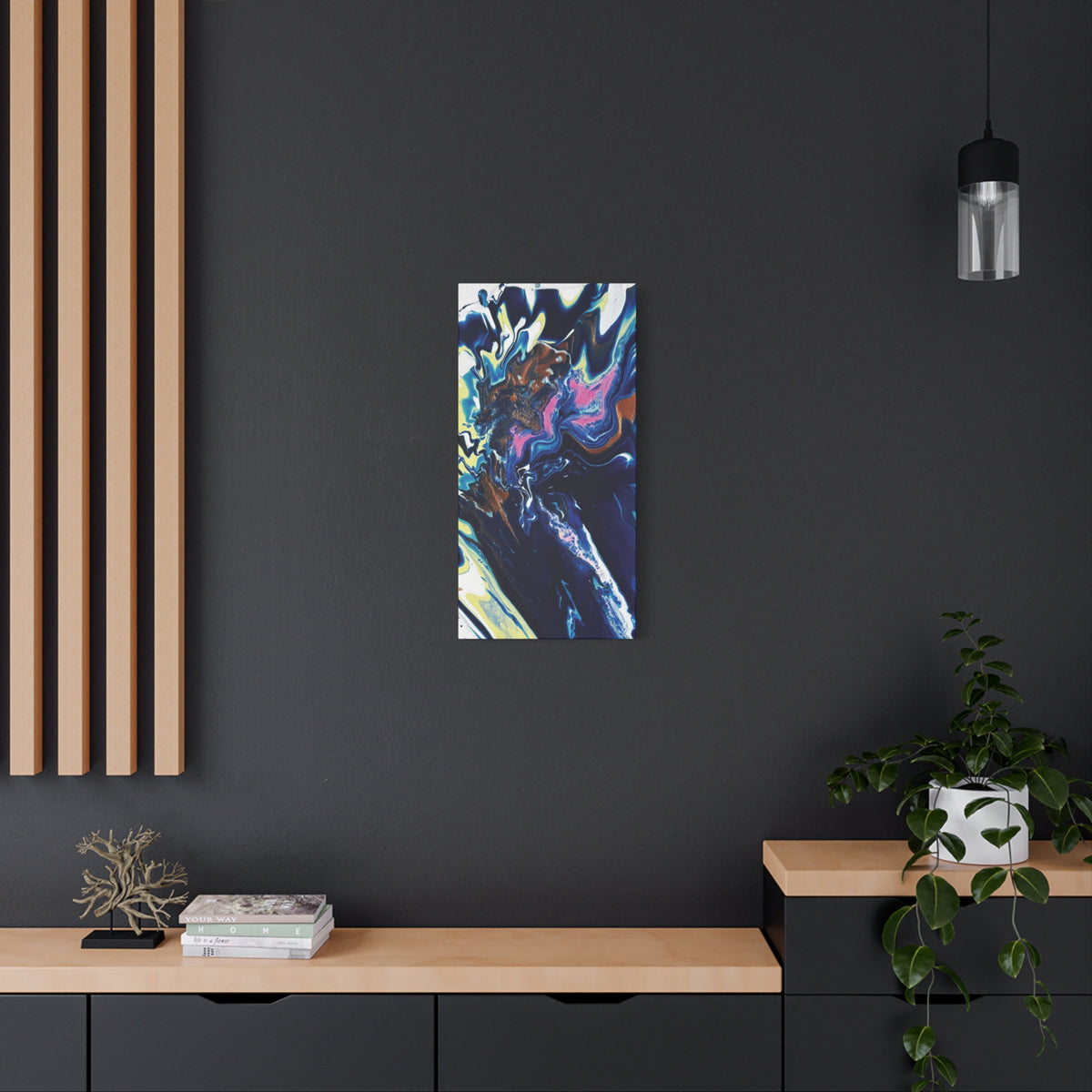 Change Abstract Blue Fluid Art Matte Canvas Print (Stretched Wall Art)