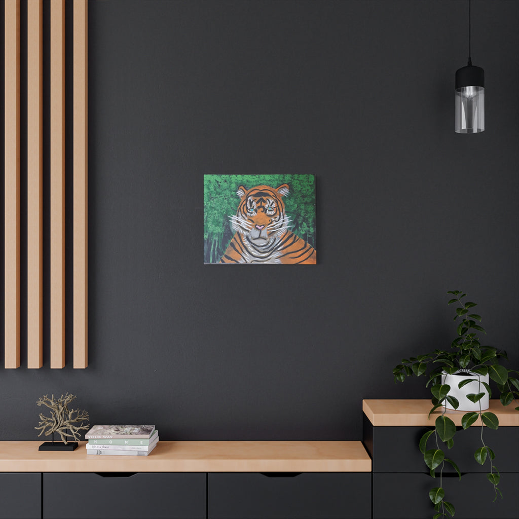 Tiger Portrait Matte Canvas Wall Art Bold Jungle Tiger Painting on Stretched Canvas