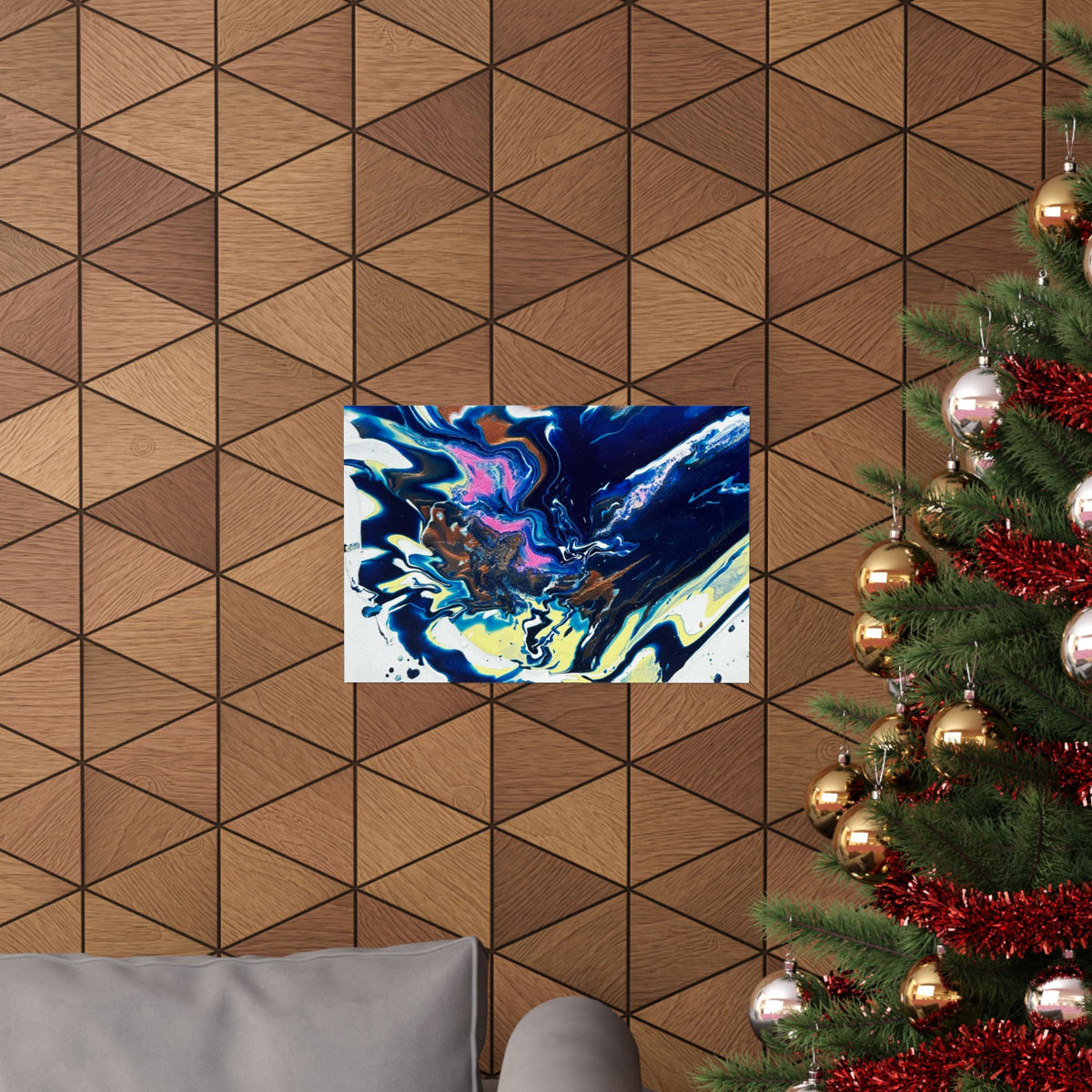 Abstract Blue Marble Matte Poster Change Horizontal Fluid Art Print