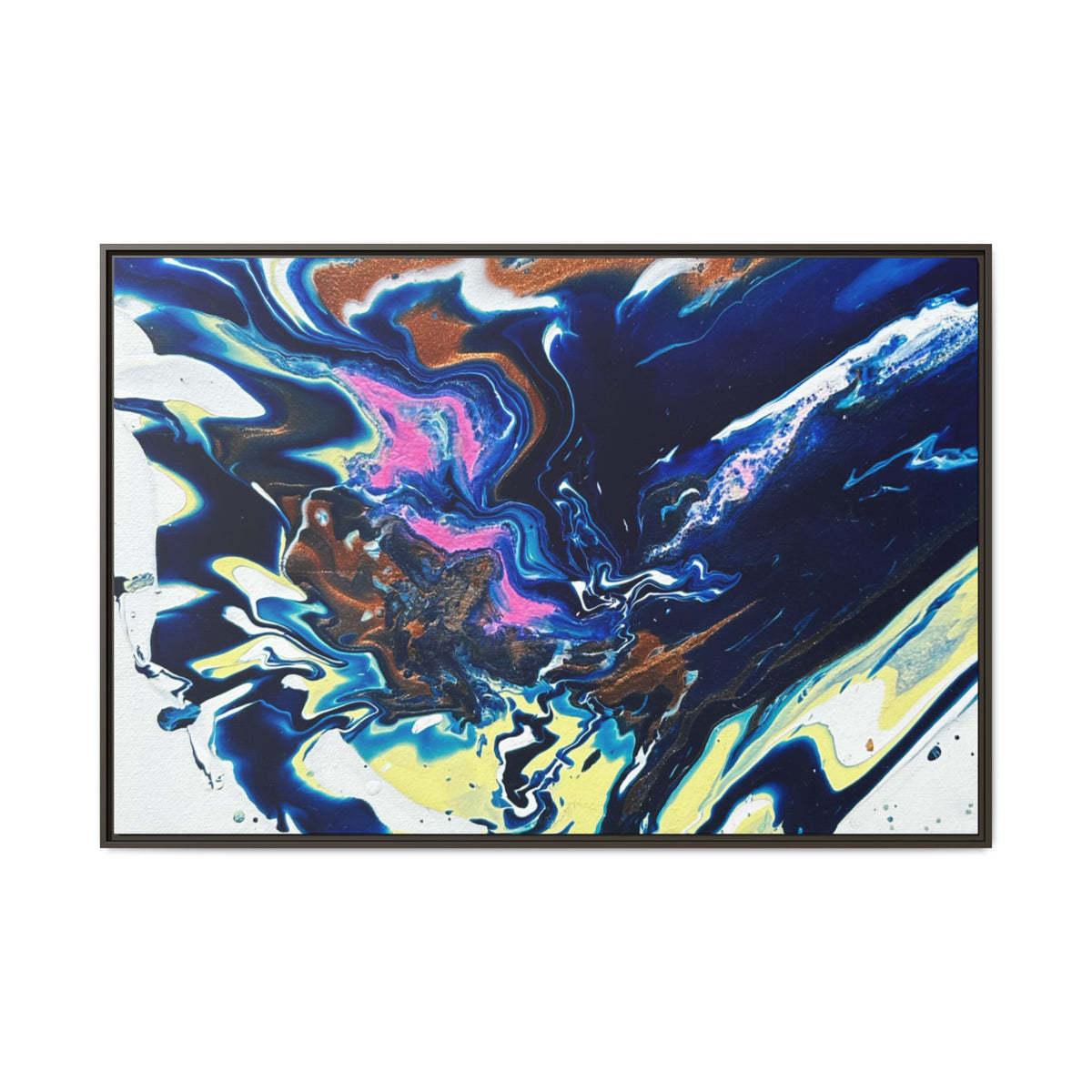 Framed Canvas Print Change Abstract Fluid Art (Blue Multicolor)