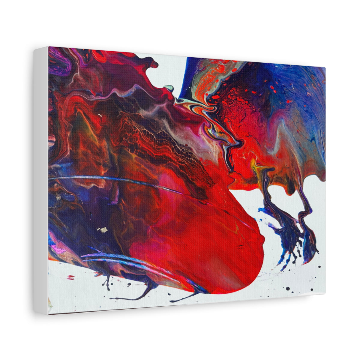 Abstract Red & Blue Fluid Art Canvas Print — Matte Stretched Wall Art
