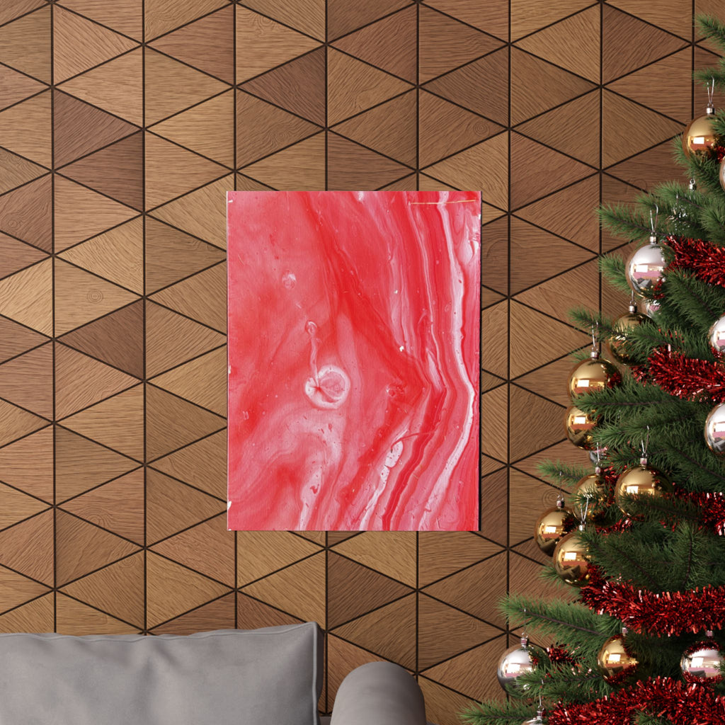Red Marble Mars Matte Vertical Poster Abstract Red & Cream Wall Art