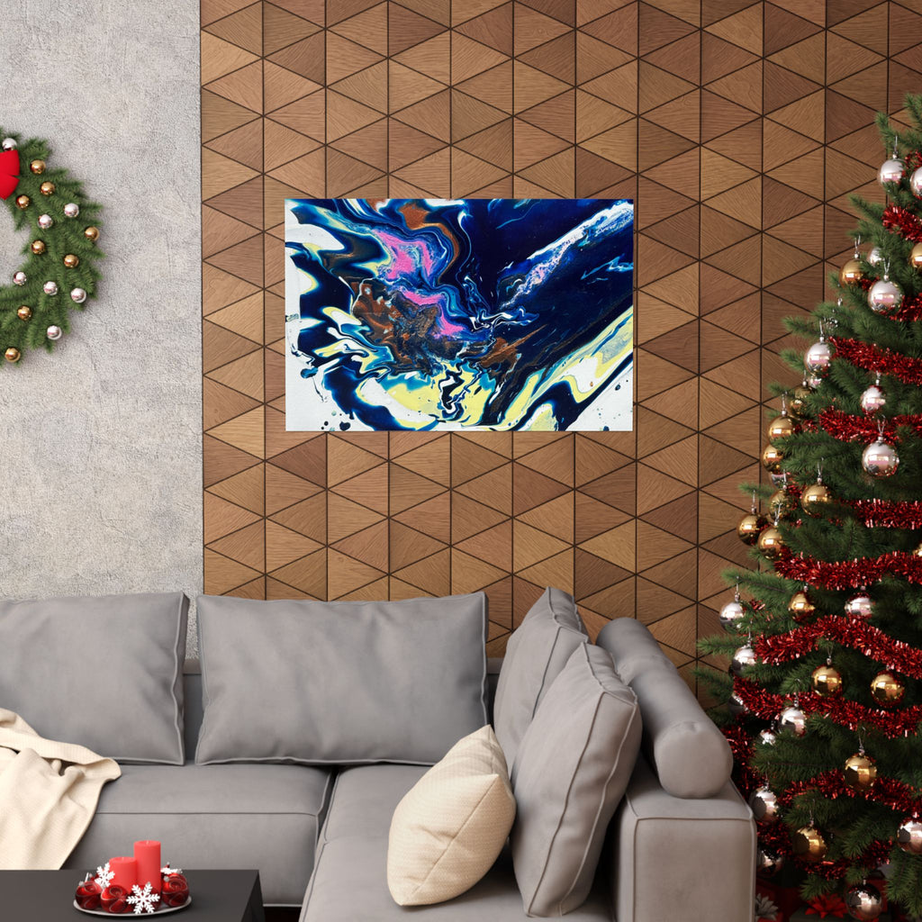 Abstract Blue Marble Matte Poster Change Horizontal Fluid Art Print