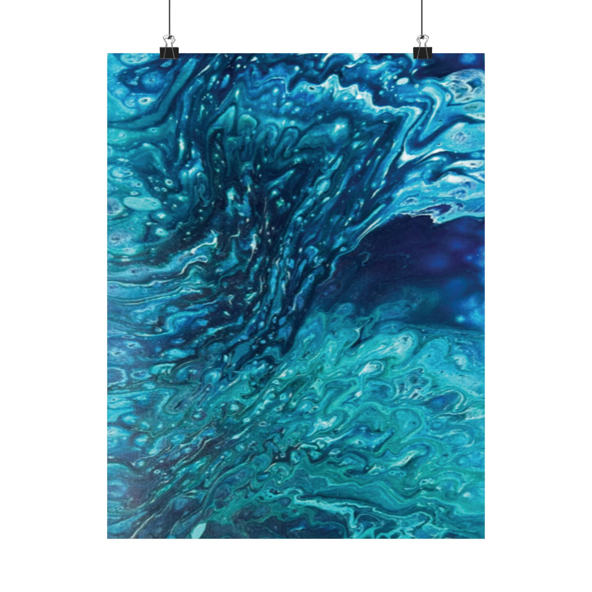 Ocean Abyss Matte Poster Abstract Teal Blue Wall Art