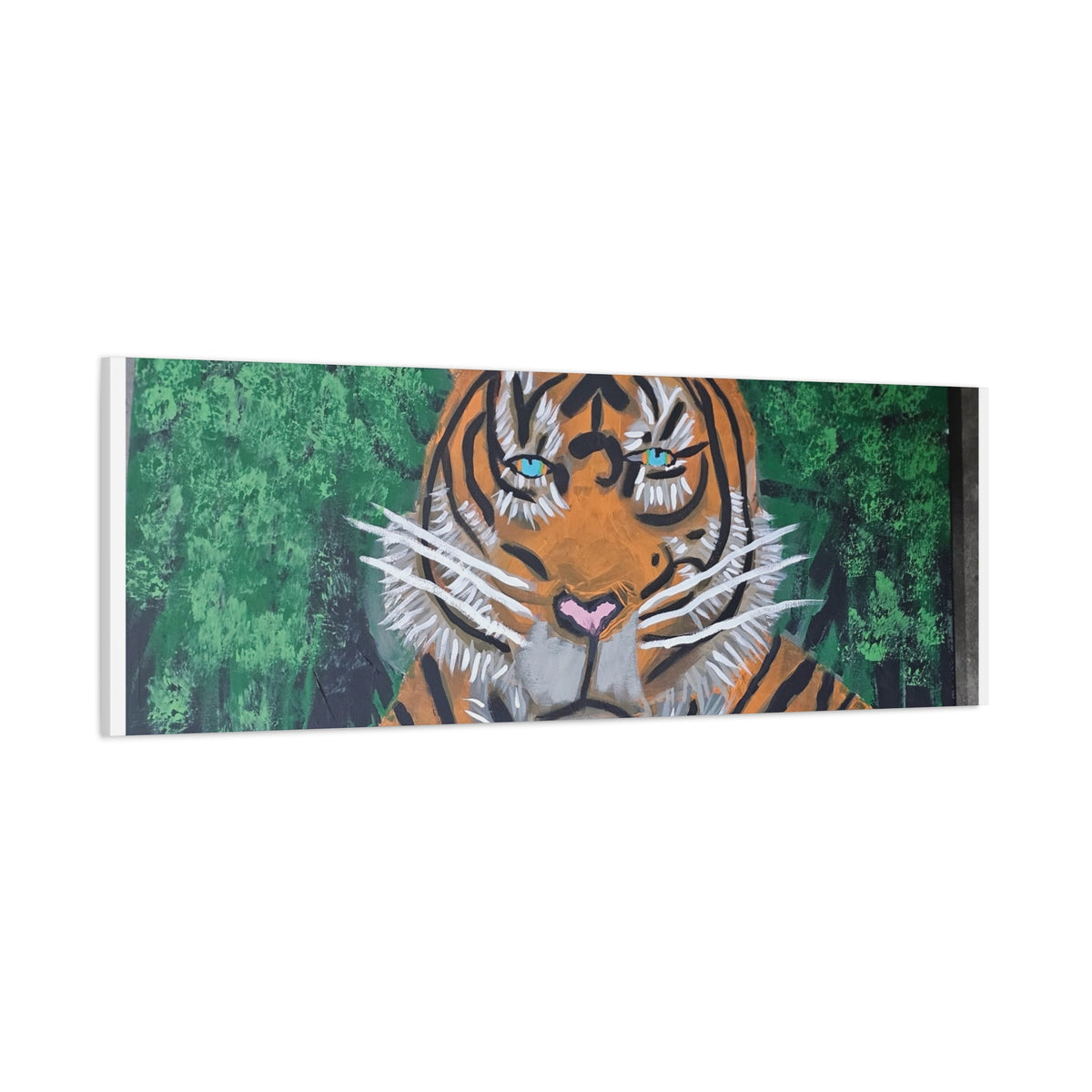 Tiger Portrait Matte Canvas Wall Art Bold Jungle Tiger Painting on Stretched Canvas