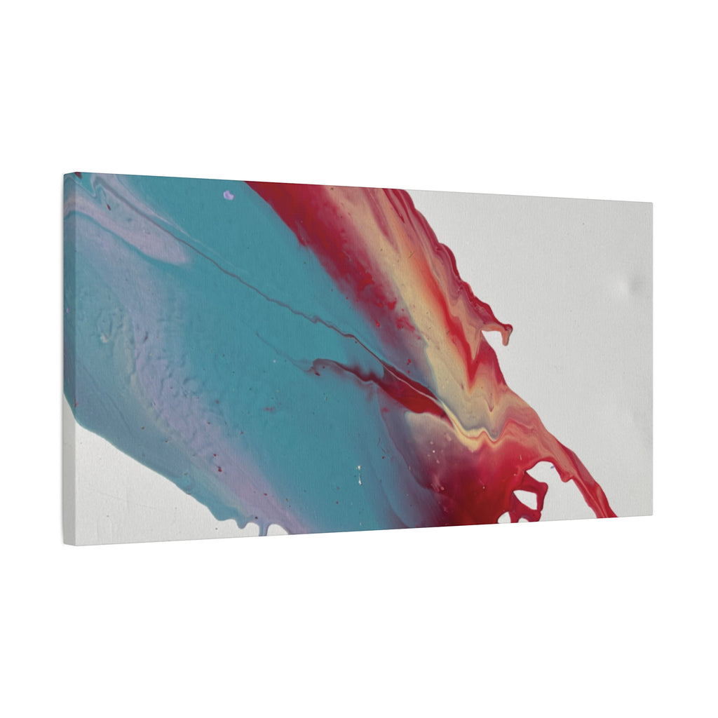 Ceiling Abstract Drip Matte Canvas Print (Blue & Red Fluid Art)