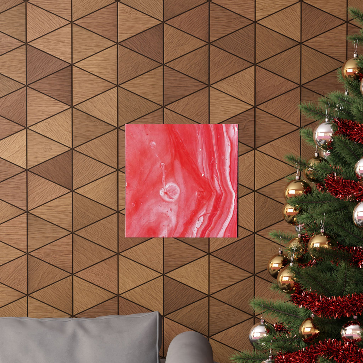 Red Marble Mars Matte Vertical Poster Abstract Red & Cream Wall Art