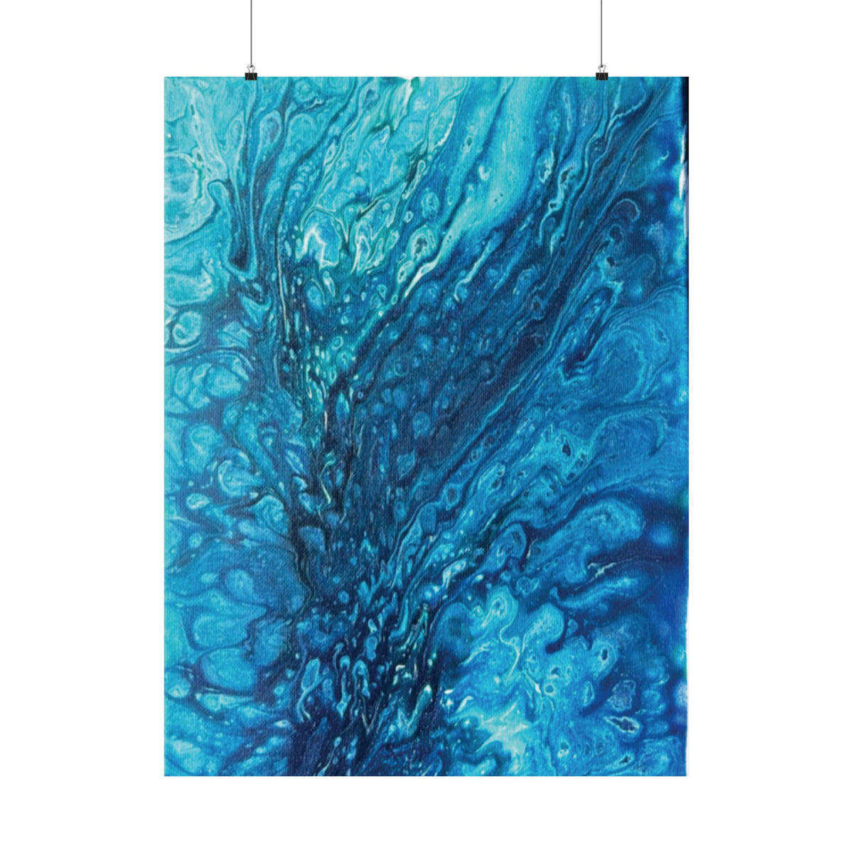 Abstract Ocean Blue Matte Poster Vertical Wall Art Print
