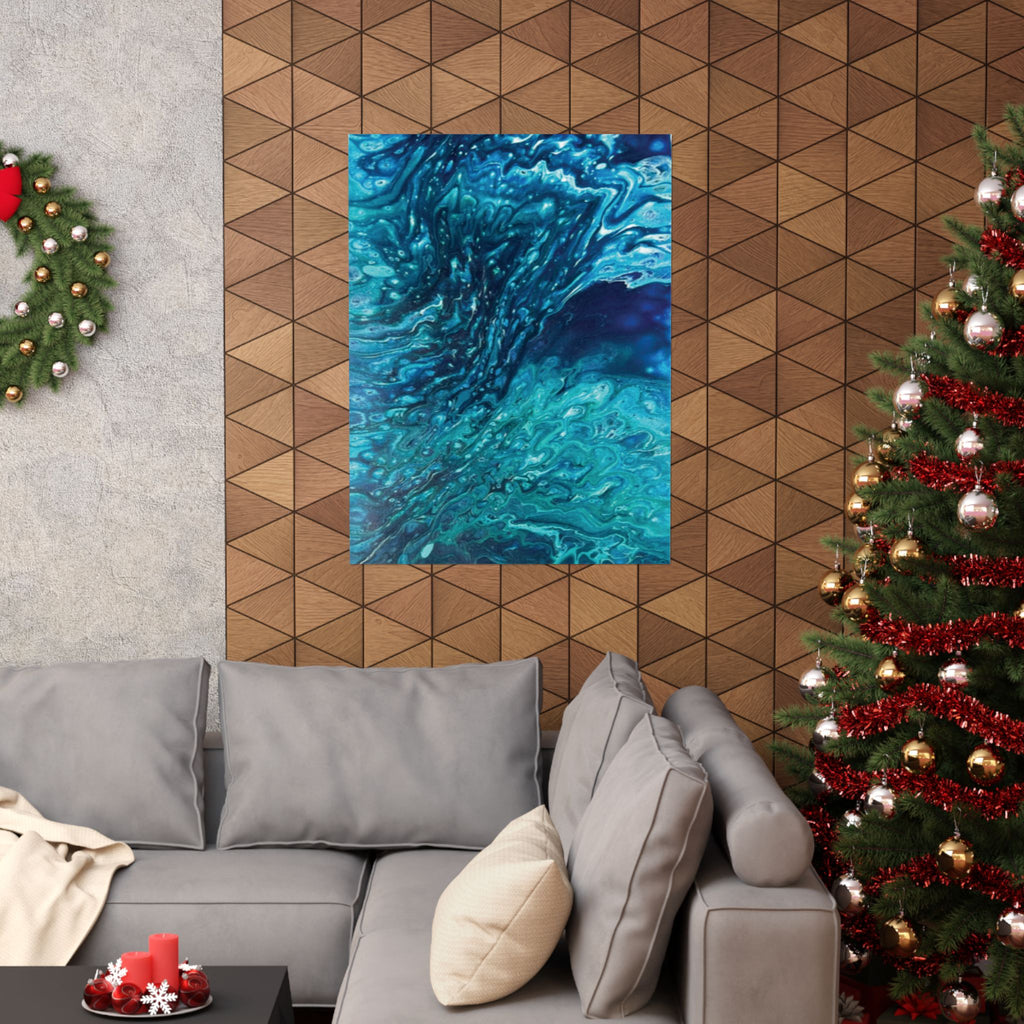 Ocean Abyss Matte Poster Abstract Teal Blue Wall Art