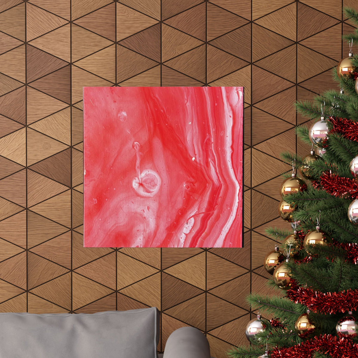 Red Marble Mars Matte Vertical Poster Abstract Red & Cream Wall Art