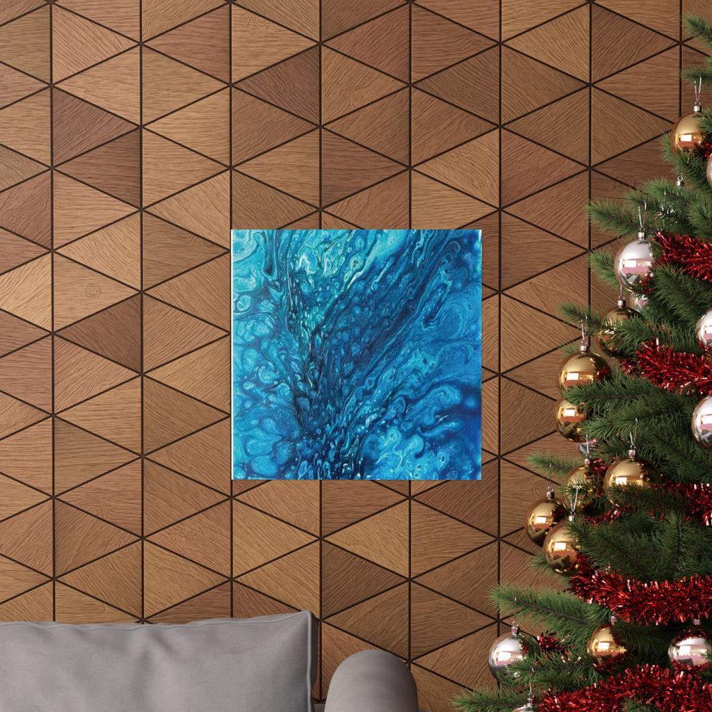 Abstract Ocean Blue Matte Poster Vertical Wall Art Print