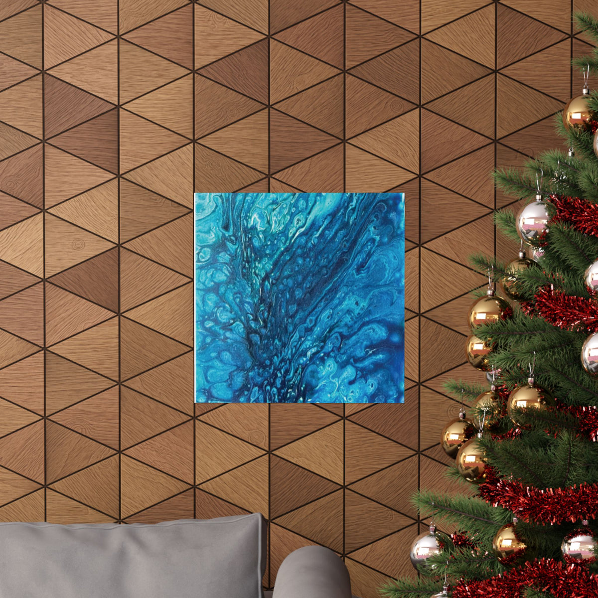 Abstract Ocean Blue Matte Poster Vertical Wall Art Print