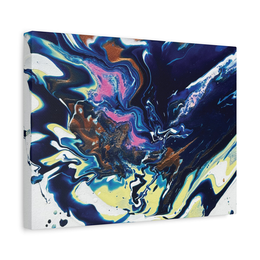Change Abstract Blue Fluid Art Matte Canvas Print (Stretched Wall Art)