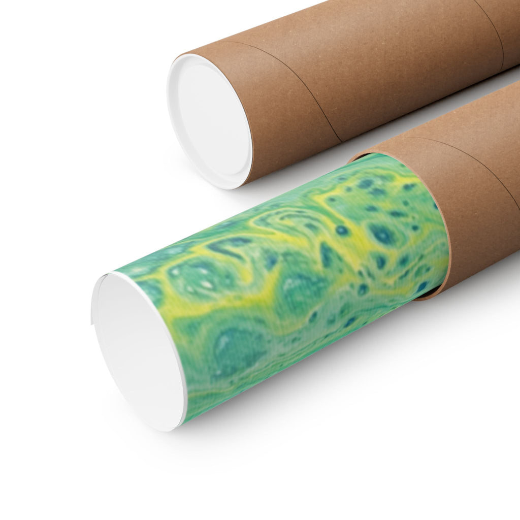 Moss Abstract Ocean Flow Matte Poster (Blue-Green Vertical Fluid Art)