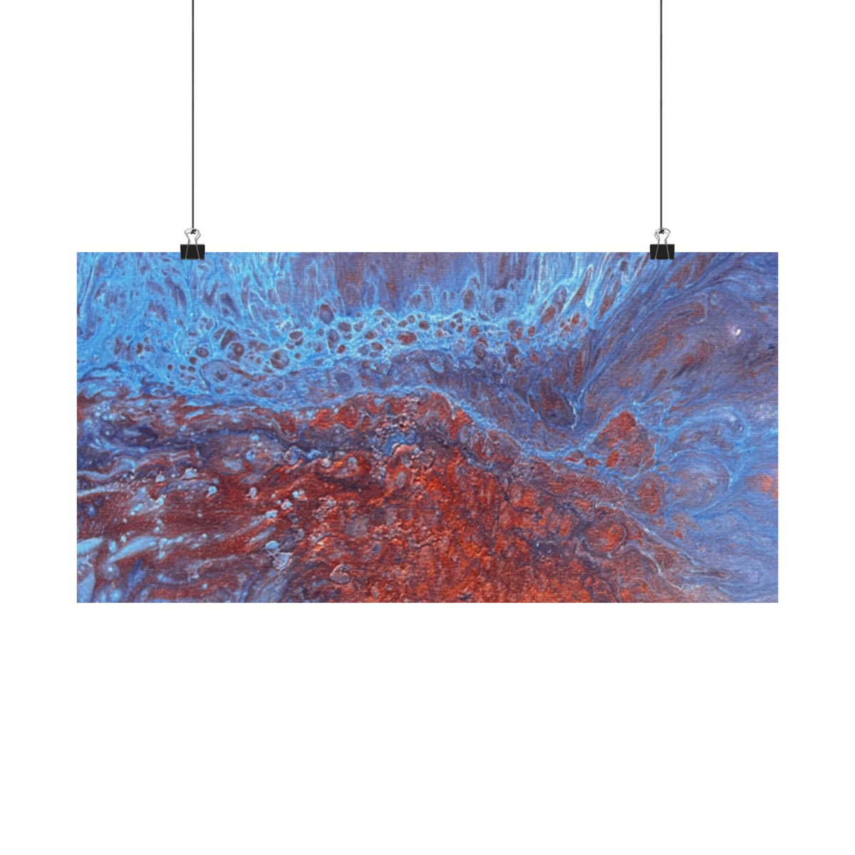 WAVE Abstract Oceanic Pour Art Matte Horizontal Poster