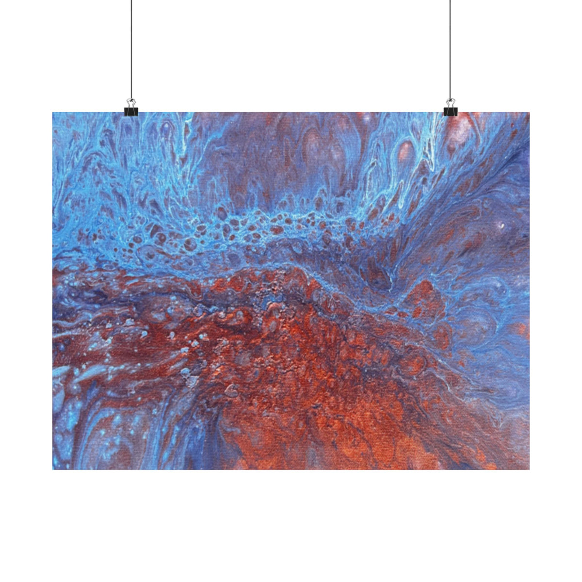 WAVE Abstract Oceanic Pour Art Matte Horizontal Poster