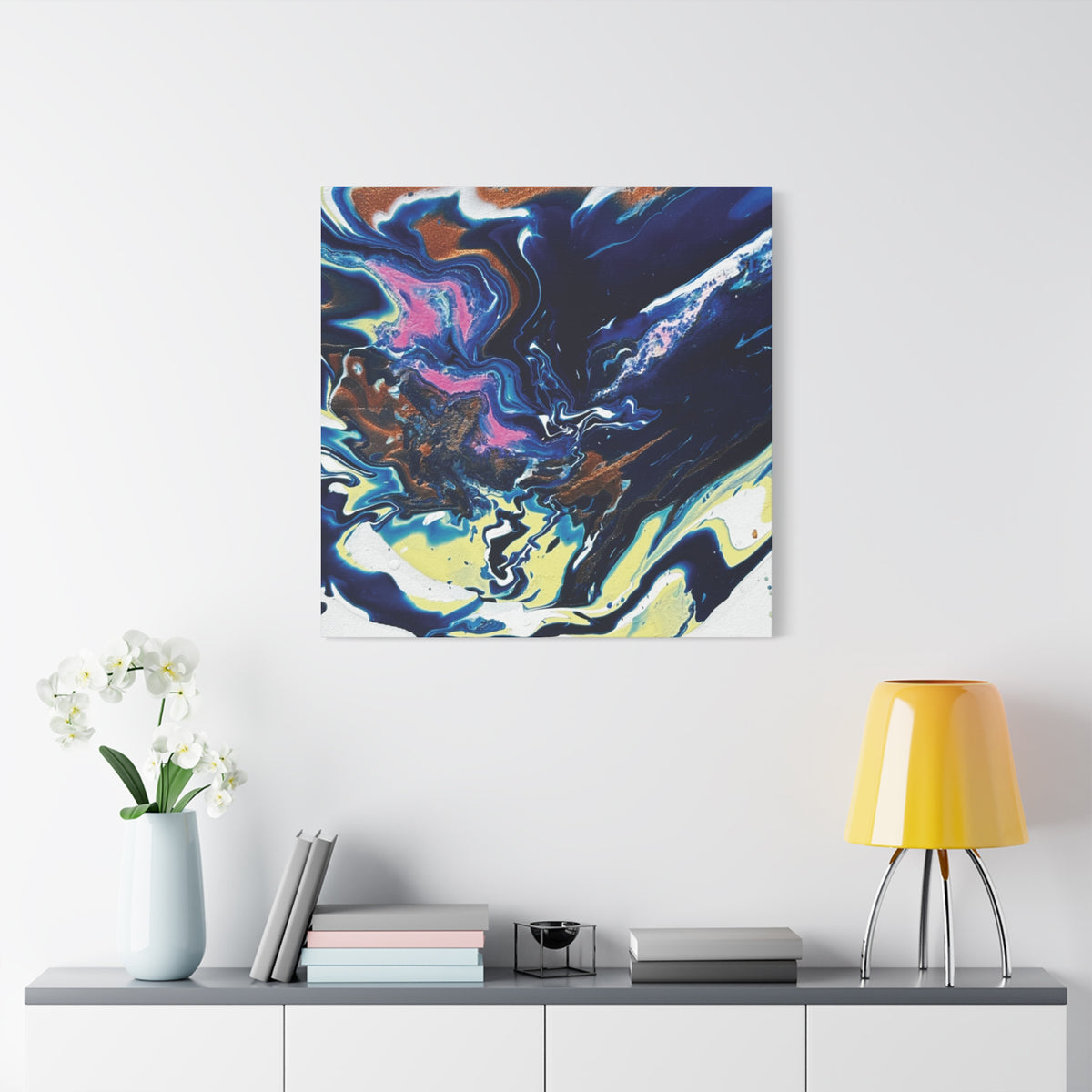 Change Abstract Blue Fluid Art Matte Canvas Print (Stretched Wall Art)