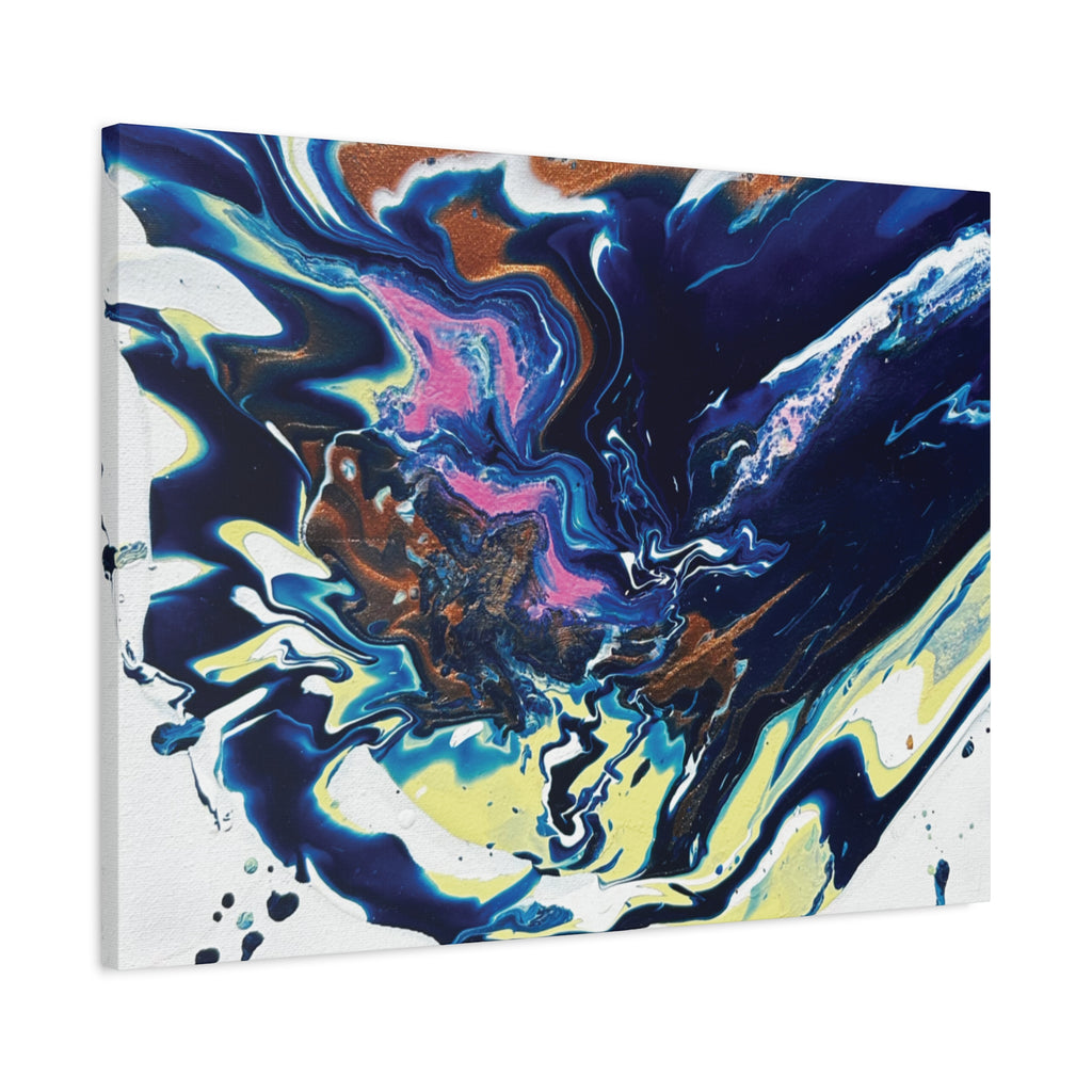Change Abstract Blue Fluid Art Matte Canvas Print (Stretched Wall Art)