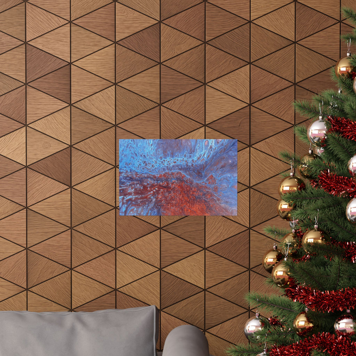 WAVE Abstract Oceanic Pour Art Matte Horizontal Poster