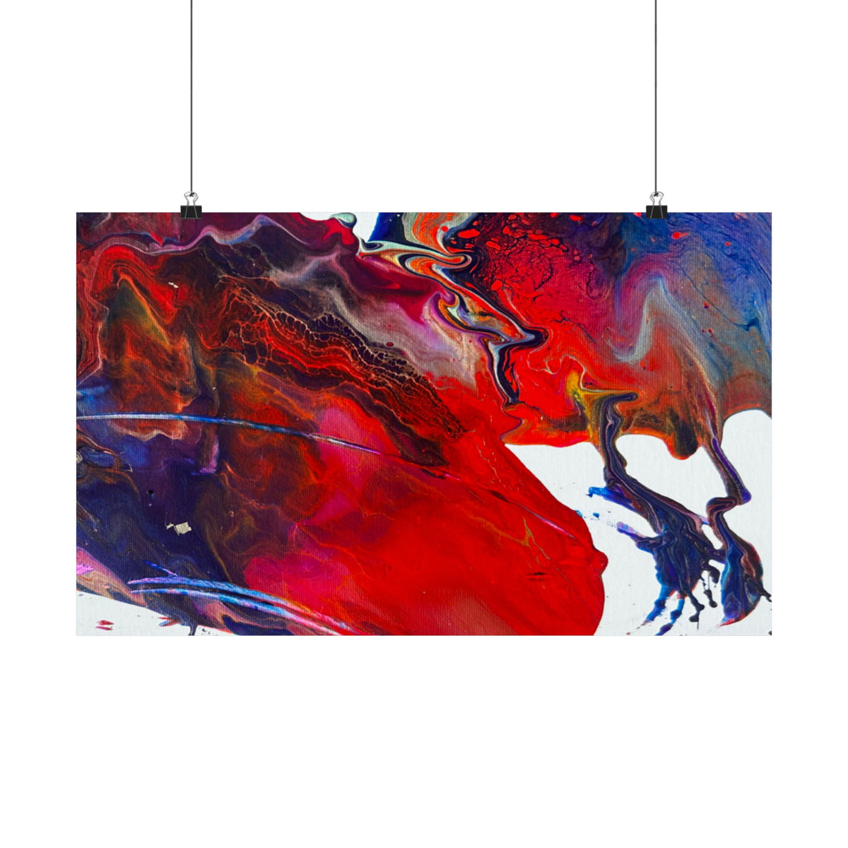 Abstract Red & Blue Matte Poster Universe Horizontal Modern Art Print