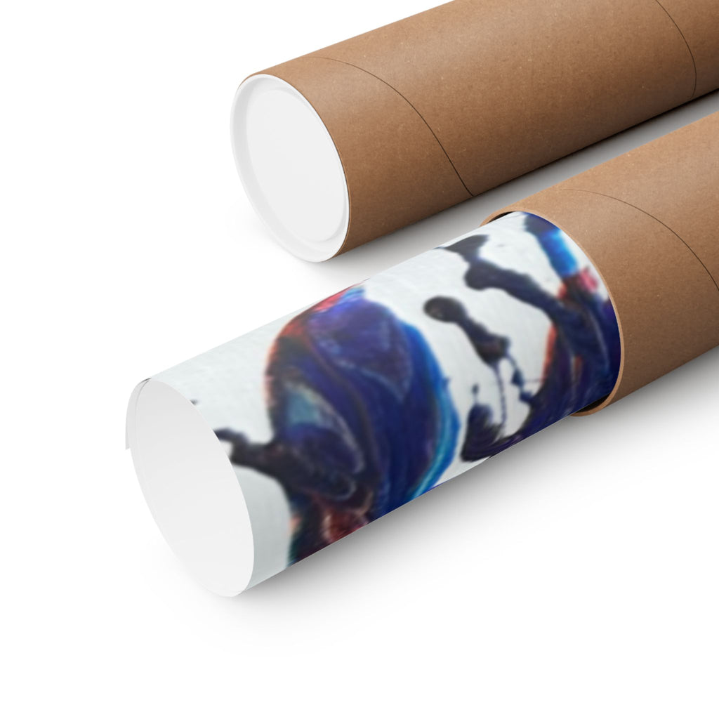 Abstract Red & Blue Matte Poster Universe Horizontal Modern Art Print