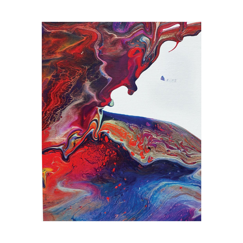 Abstract Fluid Art Matte Poster Universe Vertical Red & Blue Wall Art