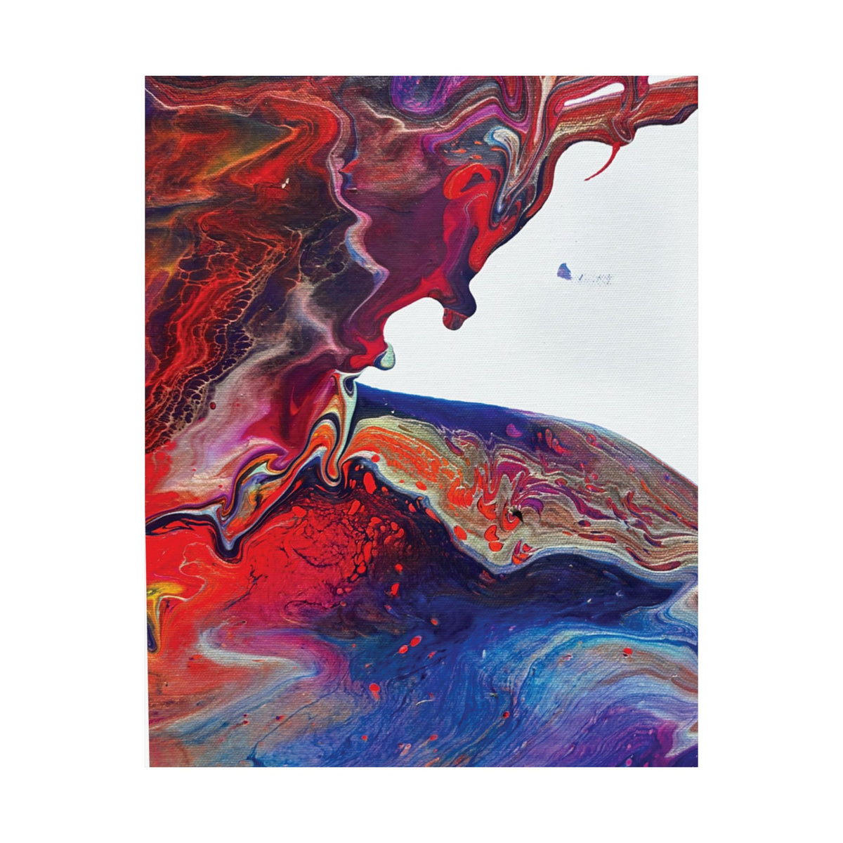 Abstract Fluid Art Matte Poster Universe Vertical Red & Blue Wall Art