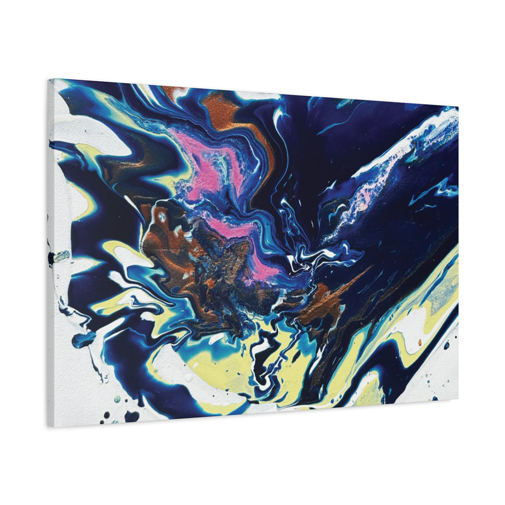 Change Abstract Blue Fluid Art Matte Canvas Print (Stretched Wall Art)