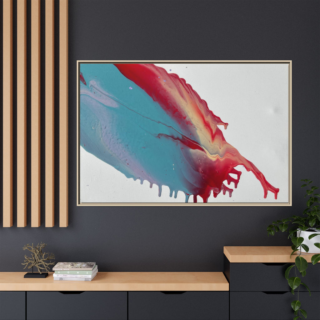 Ceiling Abstract Drip Matte Canvas Framed Print  Multicolor Fluid Art