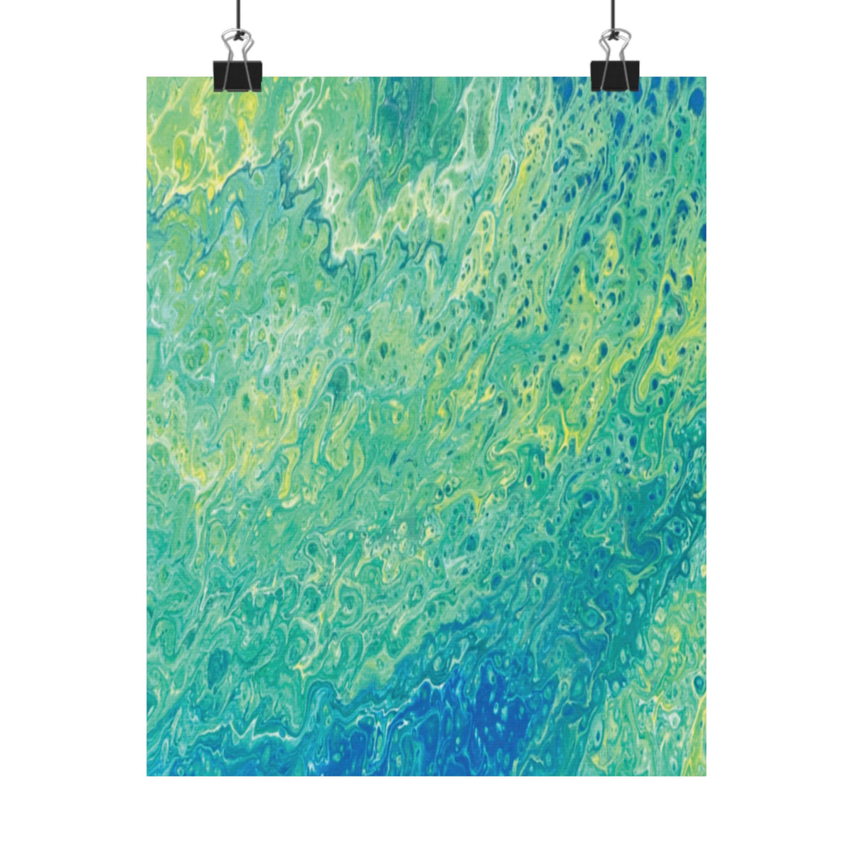 Abstract Ocean Blue Matte Poster Moss Turquoise Green Fluid Art