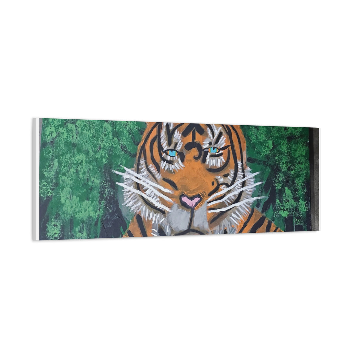 Tiger Portrait Matte Canvas Wall Art Bold Jungle Tiger Painting on Stretched Canvas