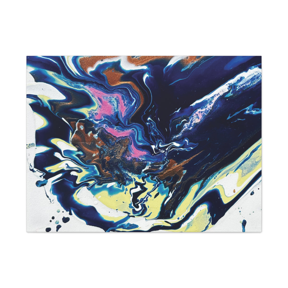Change Abstract Blue Fluid Art Matte Canvas Print (Stretched Wall Art)