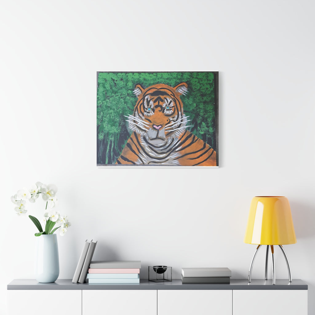 Tiger Portrait Matte Canvas Wall Art Bold Jungle Tiger Painting on Stretched Canvas