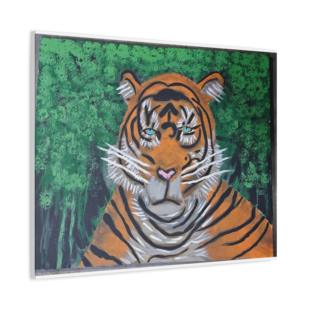 Tiger Portrait Matte Canvas Wall Art Bold Jungle Tiger Painting on Stretched Canvas