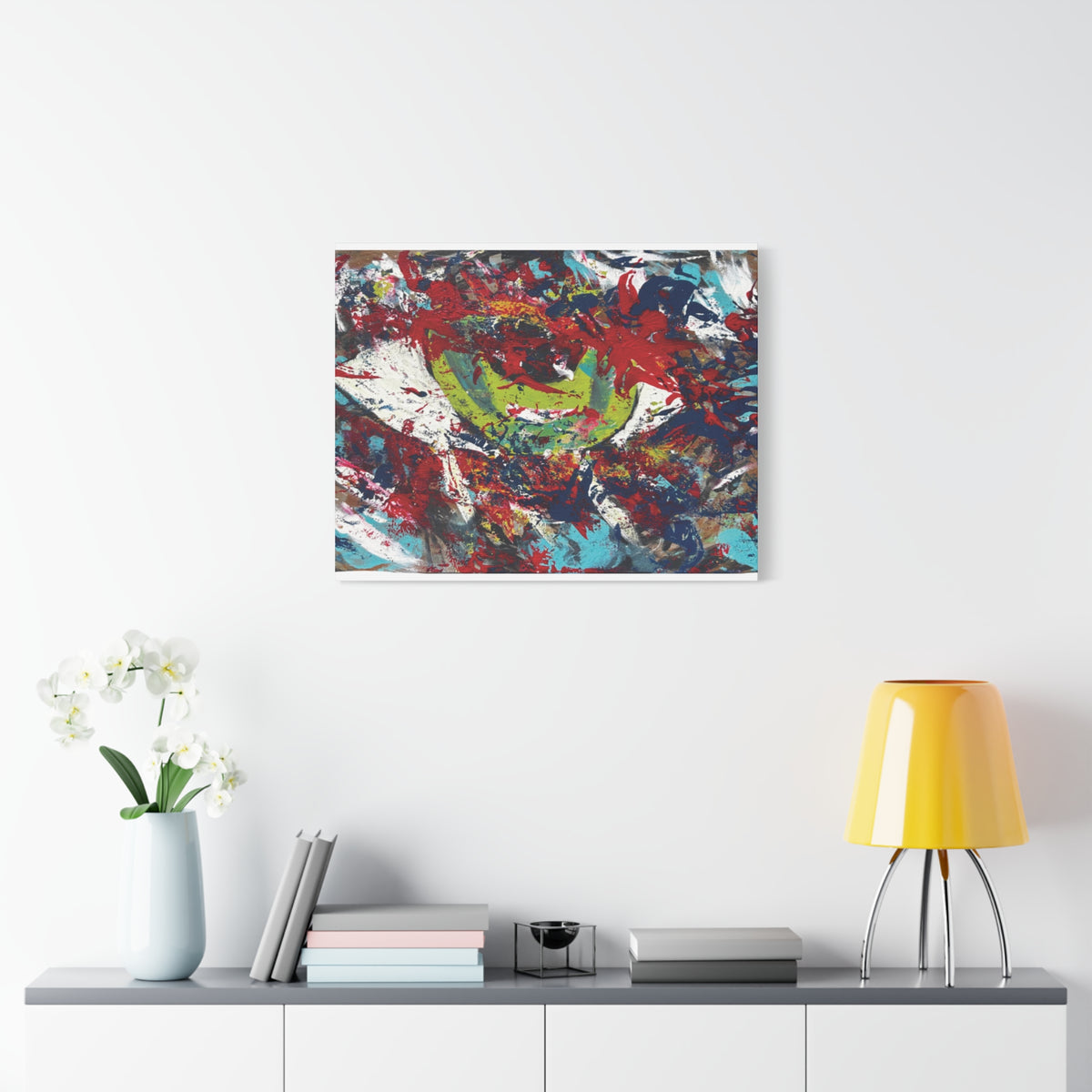 Abstract Burst Matte Canvas Print Eye Colorful Modern Wall Art, Stretched 1.25"