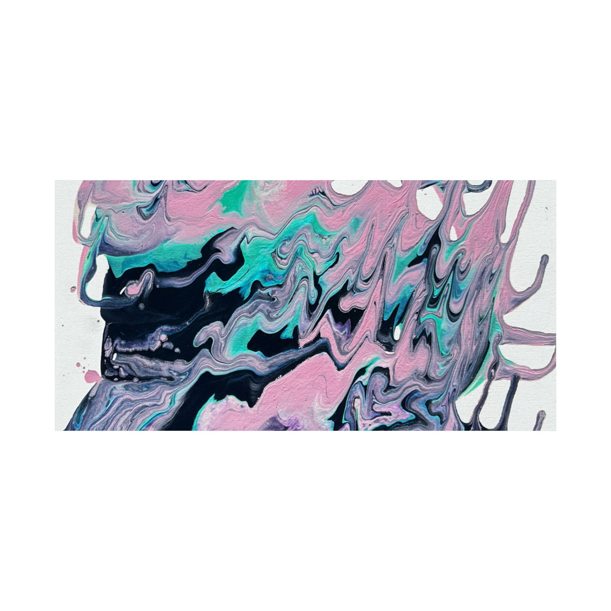 Abstract Fluid Art Poster Dripping Pink & Teal Matte Horizontal Print