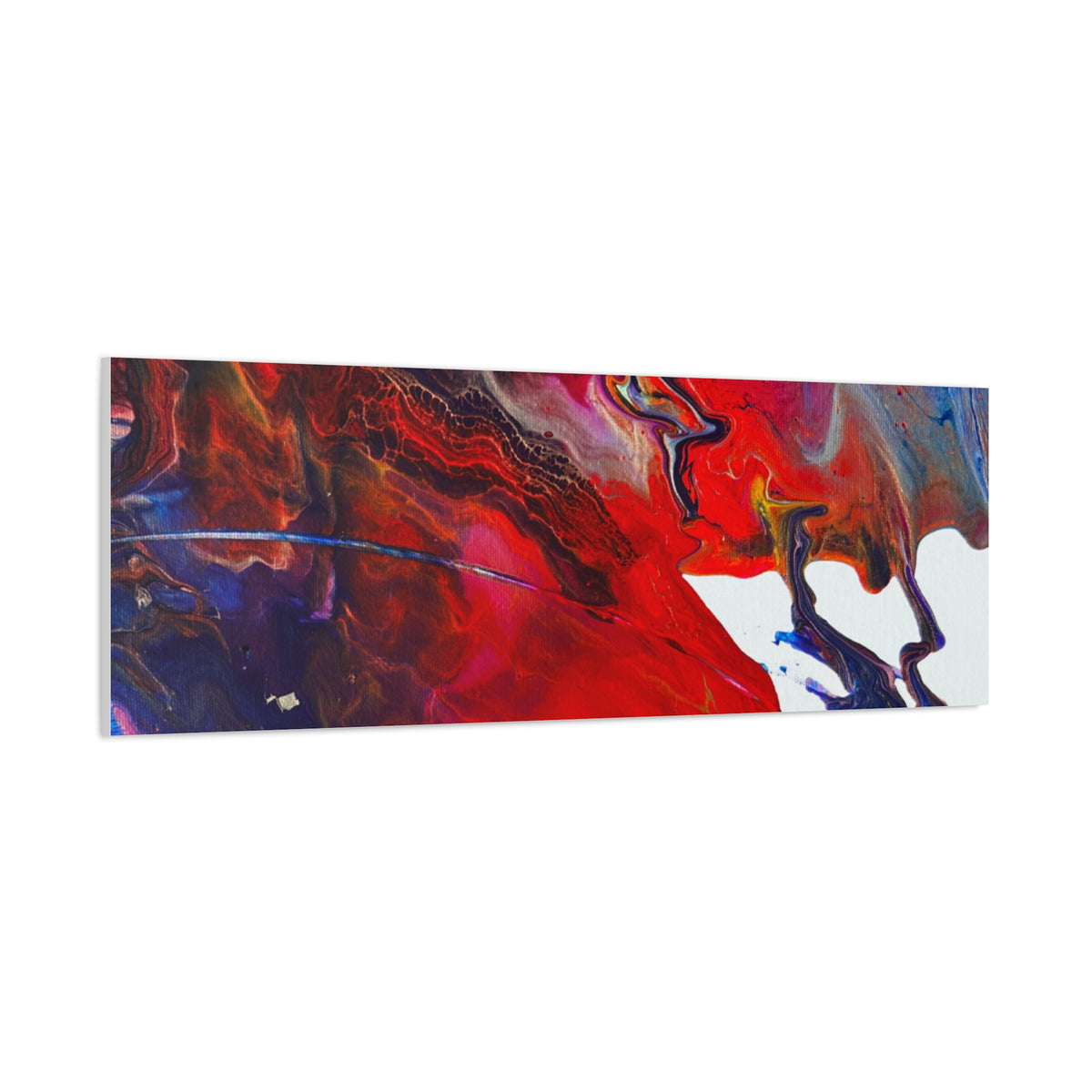 Abstract Red & Blue Fluid Art Canvas Print — Matte Stretched Wall Art