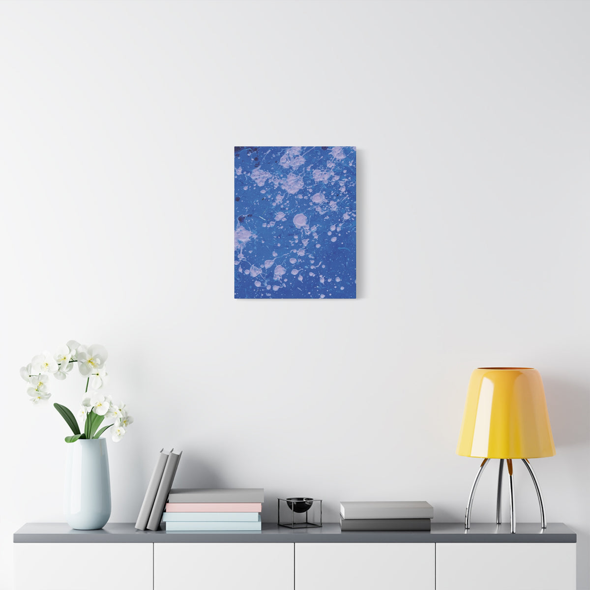 Blue Abstract Splatter Canvas Print  Dots (Matte Stretched 1.25")