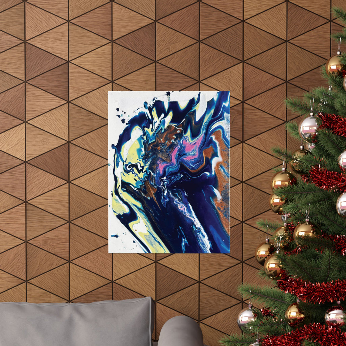 Change Abstract Blue Swirl Matte Poster (Vertical Fluid Art Wall Print)