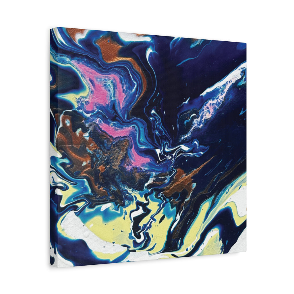 Change Abstract Blue Fluid Art Matte Canvas Print (Stretched Wall Art)