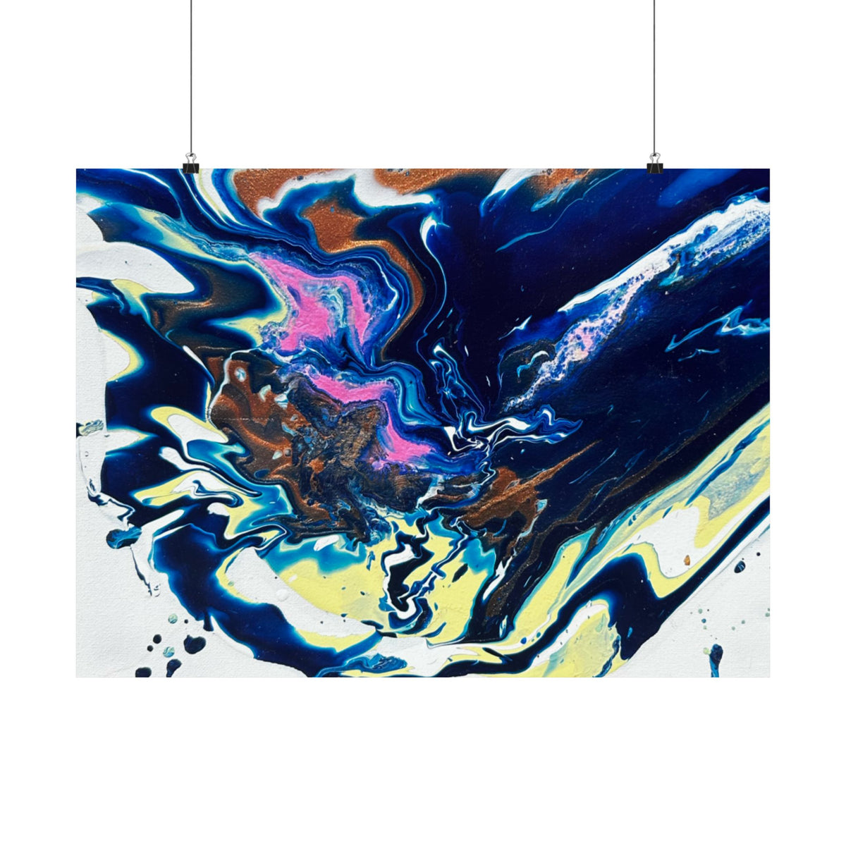 Abstract Blue Marble Matte Poster Change Horizontal Fluid Art Print